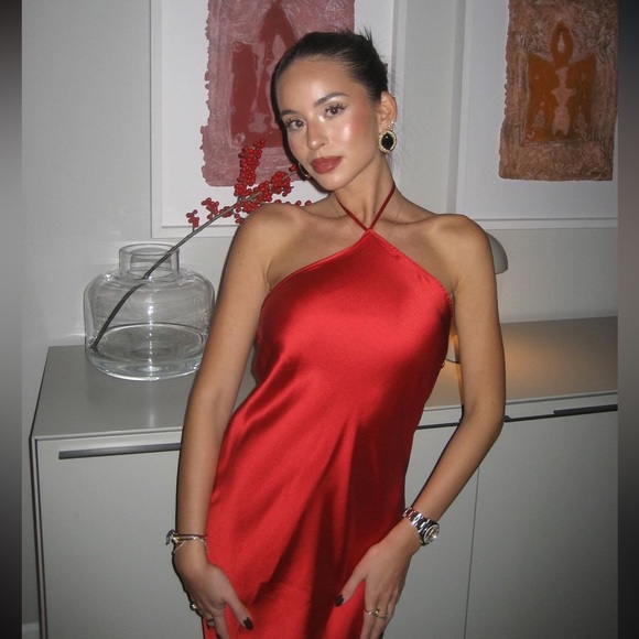 Zara Dresses & Skirts - ZARA SATIN EFFECT HALTER SLIP DRESS